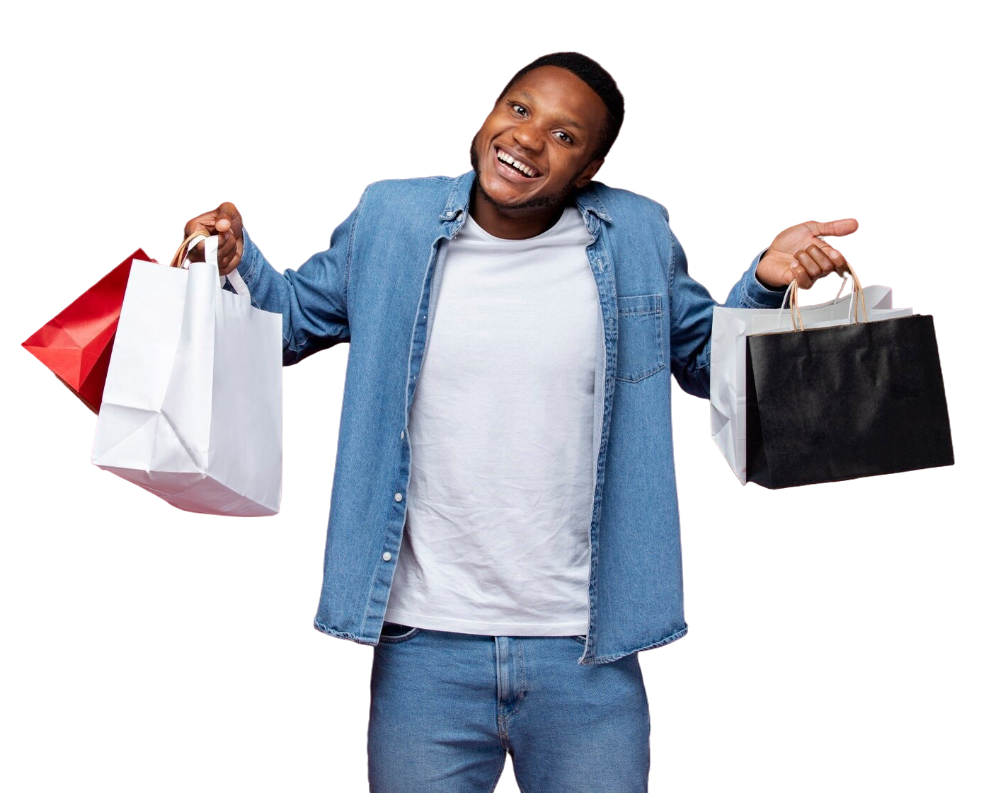 Happy shopper with shopping bags